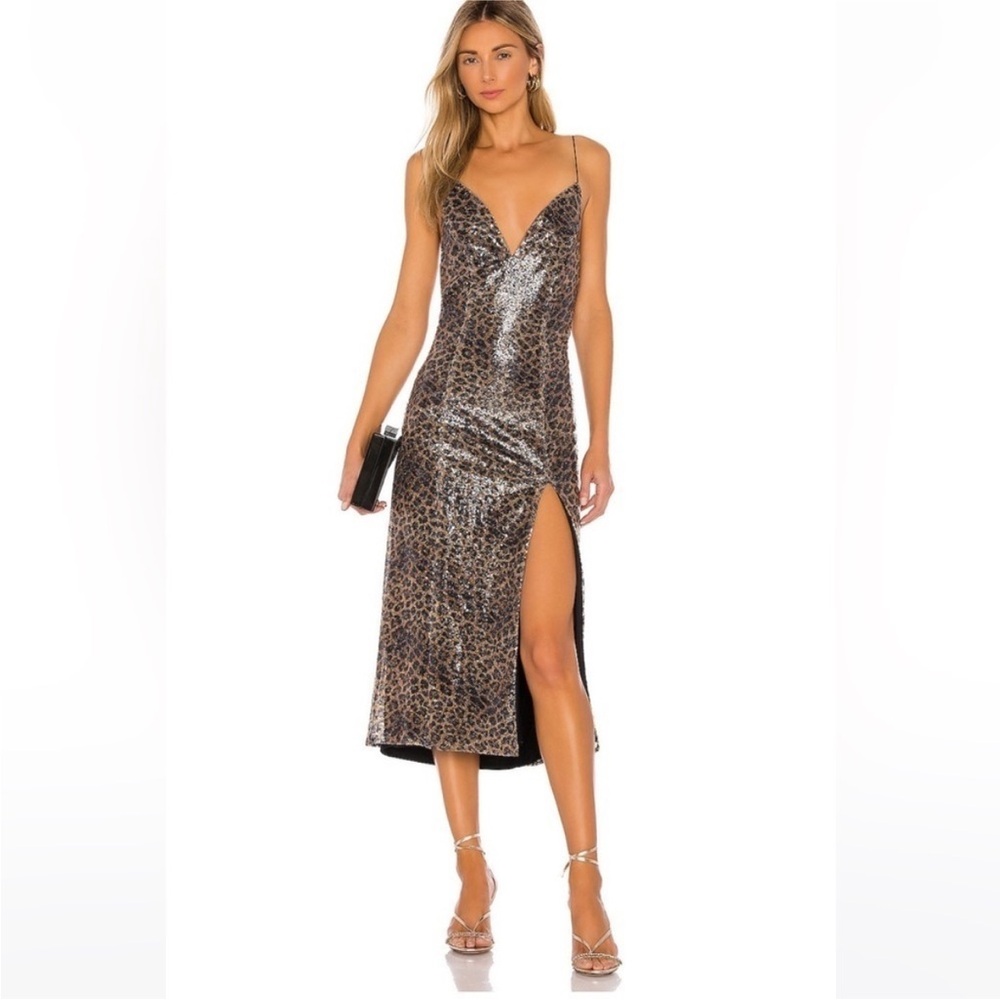 LPA Marissa Leopard Sequin Revolve Dress | Size Small